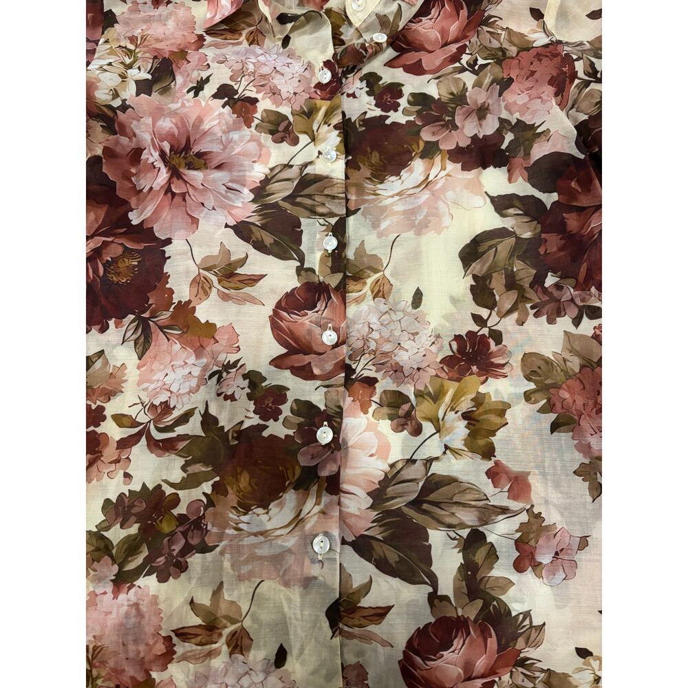 Floral Semi-Sheer Button-Front Baily 44 Top- size S